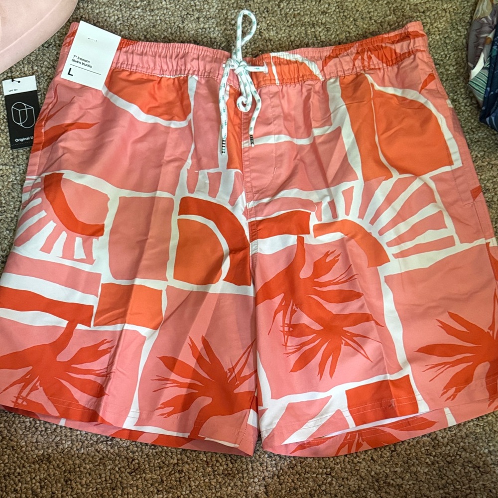 Original Use Men's Swim Trunks in Orange and Pink